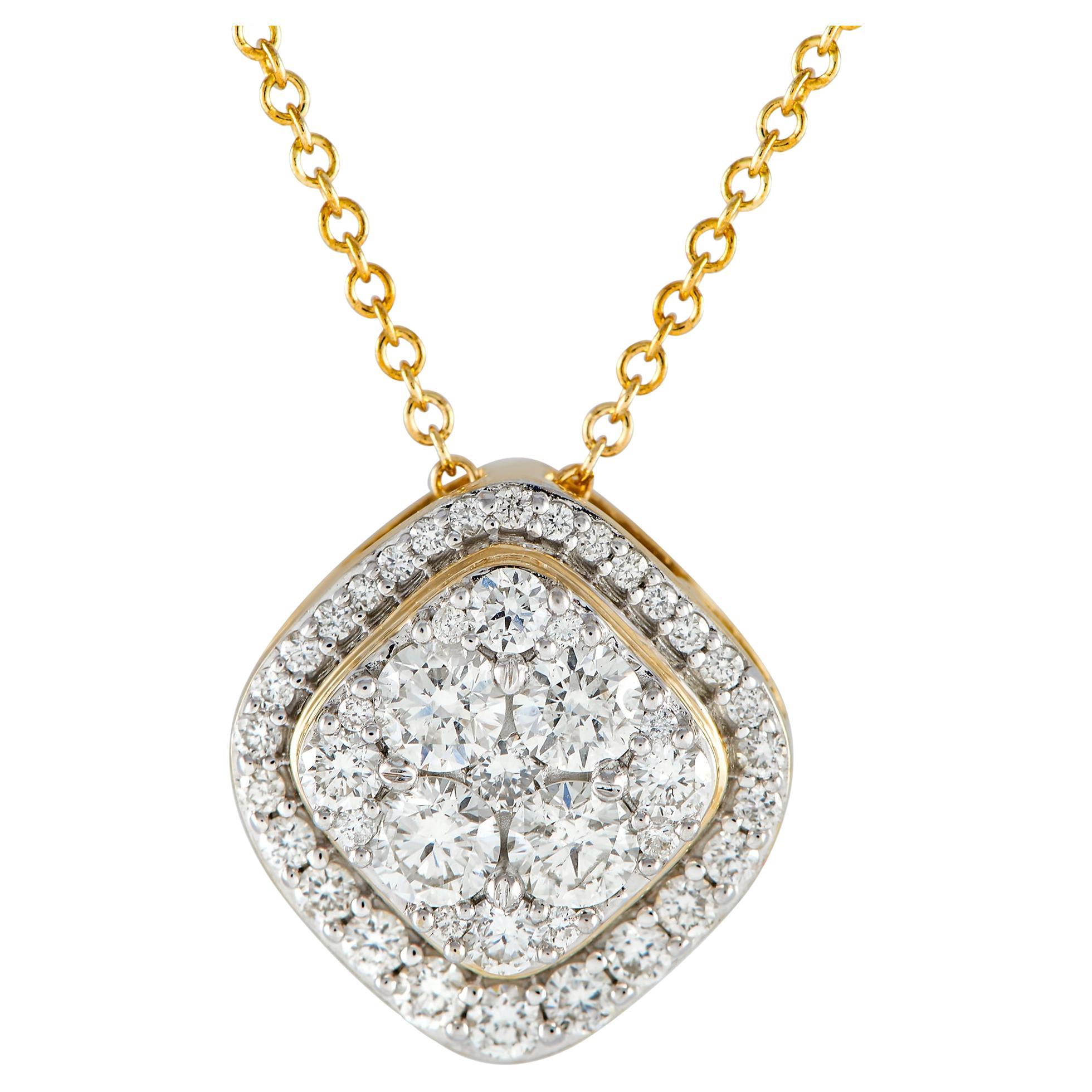LB Exclusive 14k Yellow Gold 1.0 Carat Diamond Necklace For Sale