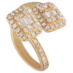 LB Exclusive 14k Yellow Gold 1.0 Carat Diamond Open Bypass Ring