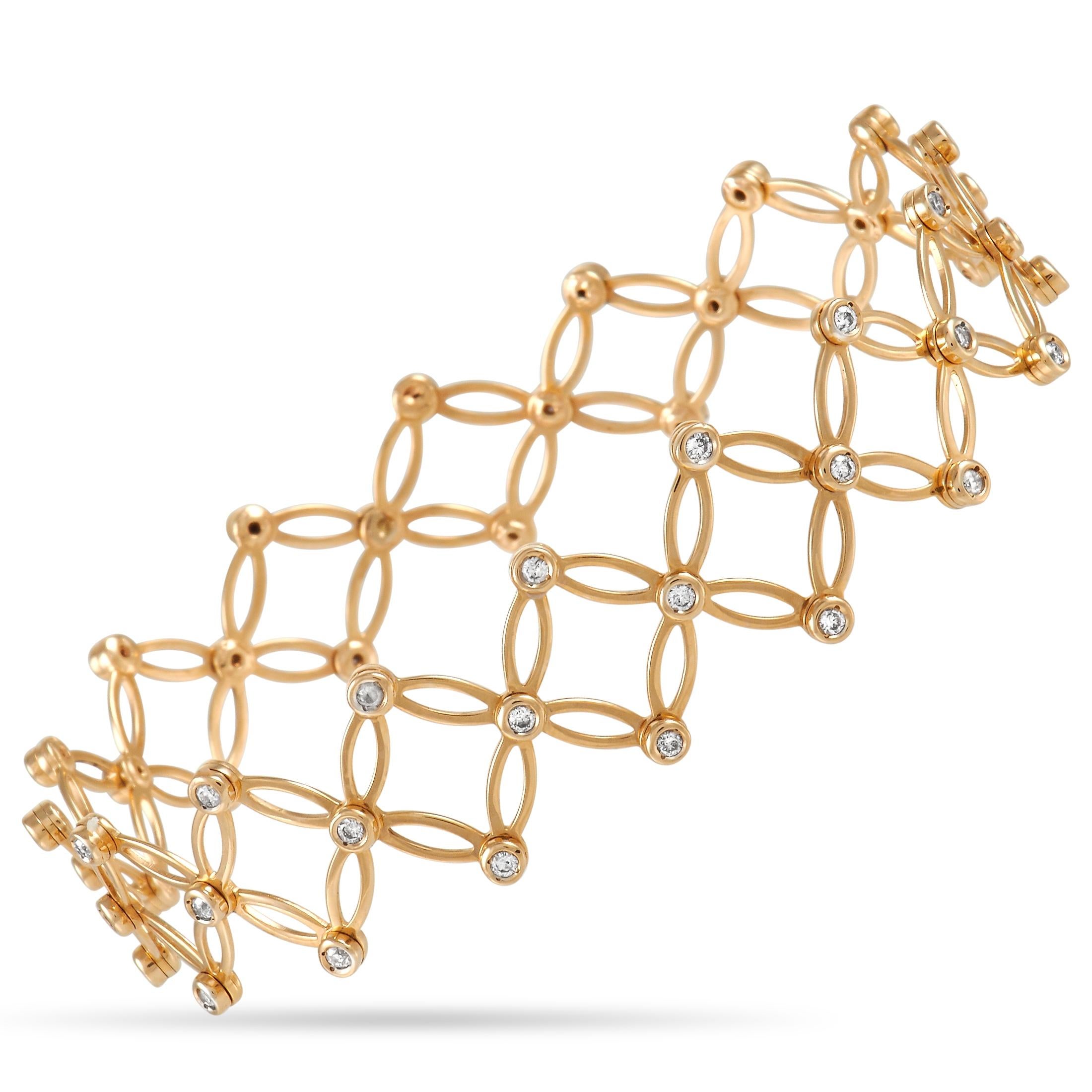 LB Exklusive erweiterbarer Ring/Armband, 14 Karat Gelbgold 1,10 Karat Diamant (Rundschliff)