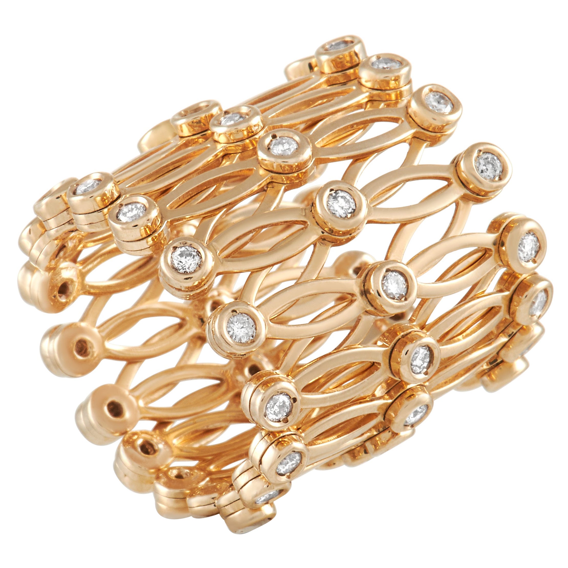 LB Exklusive erweiterbarer Ring/Armband, 14 Karat Gelbgold 1,10 Karat Diamant