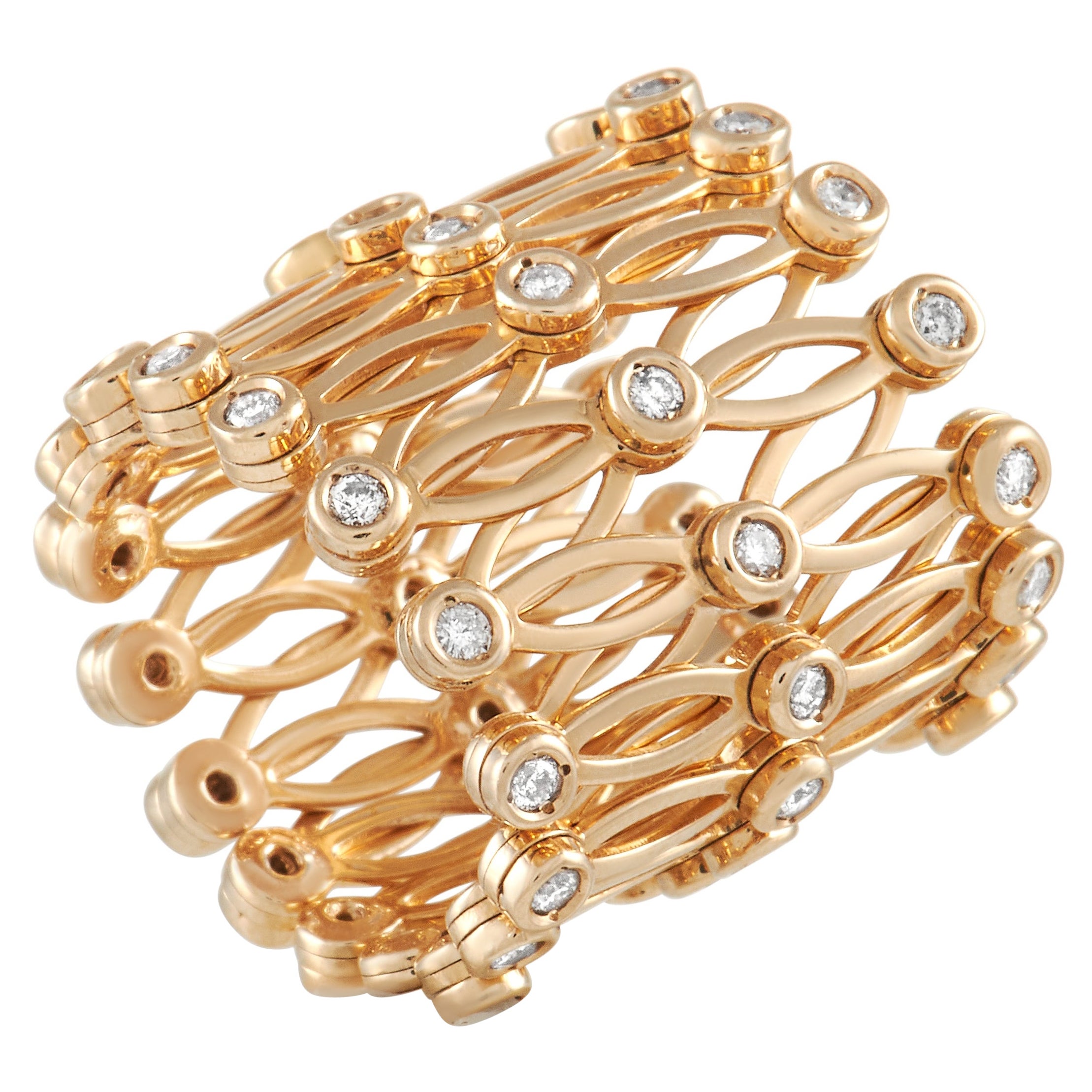 LB Exklusive erweiterbarer Ring/Armband, 14 Karat Gelbgold 1,10 Karat Diamant