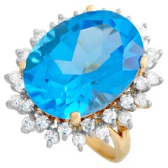LB Exclusive 14k Yellow Gold 1.10 Carat Diamond and Topaz Ring