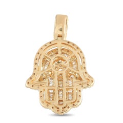 LB Exclusive 14K Yellow Gold 1.32 Ct Diamond Hamsa Pendant