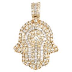 LB Exclusive 14K Yellow Gold 1.32 Ct Diamond Hamsa Pendant