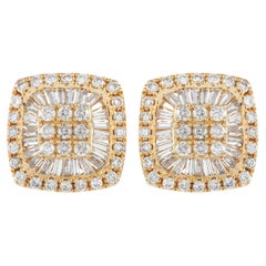 LB Exclusive 14K Yellow Gold 1.33 ct Diamond Cushion Stud Earrings