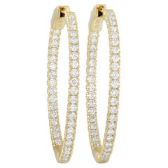 LB Exclusive 14K Yellow Gold 1.35 ct Diamond Hoop Earrings