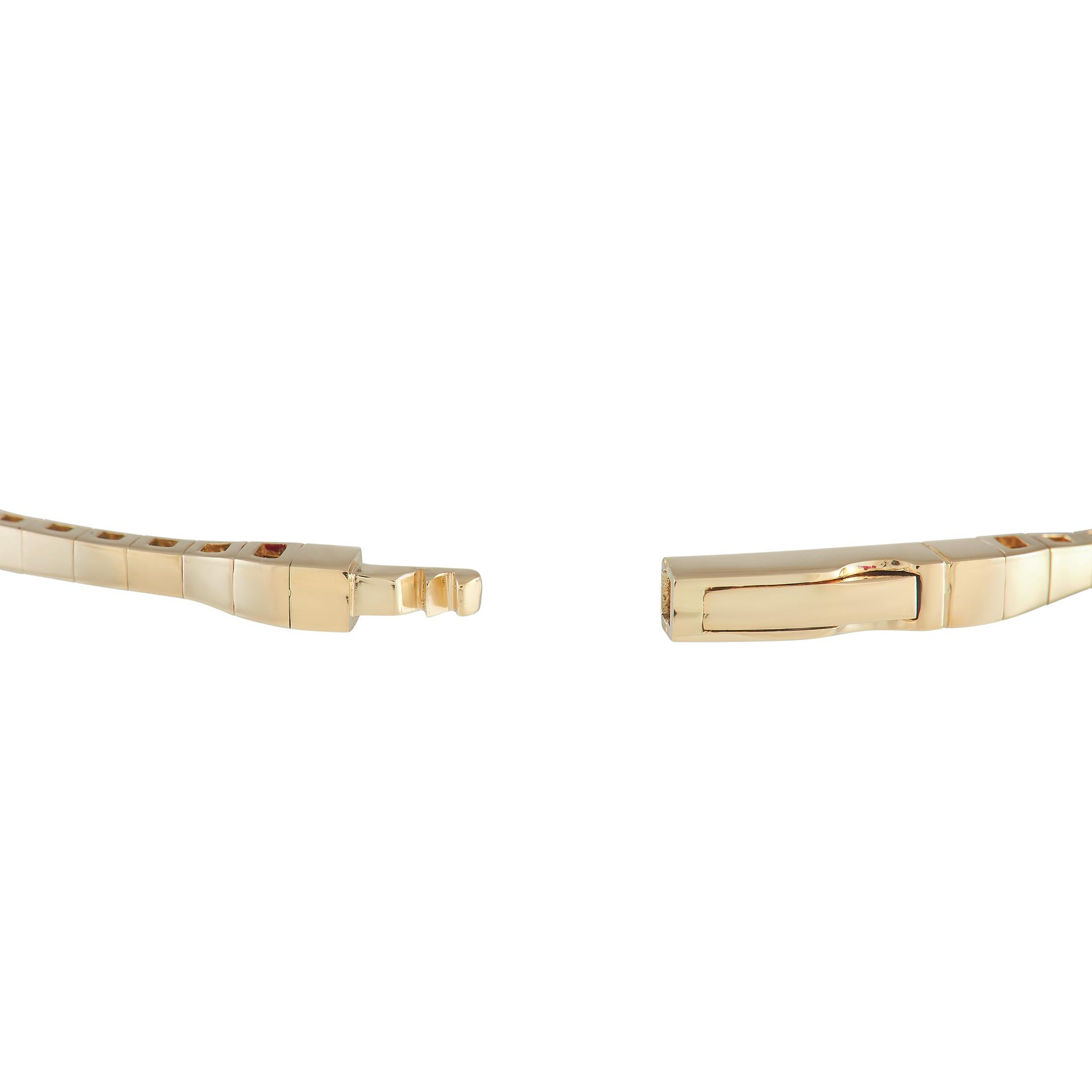 Round Cut LB Exclusive 14K Yellow Gold 1.50ct Diamond Flexible Half Eternity Bracelet