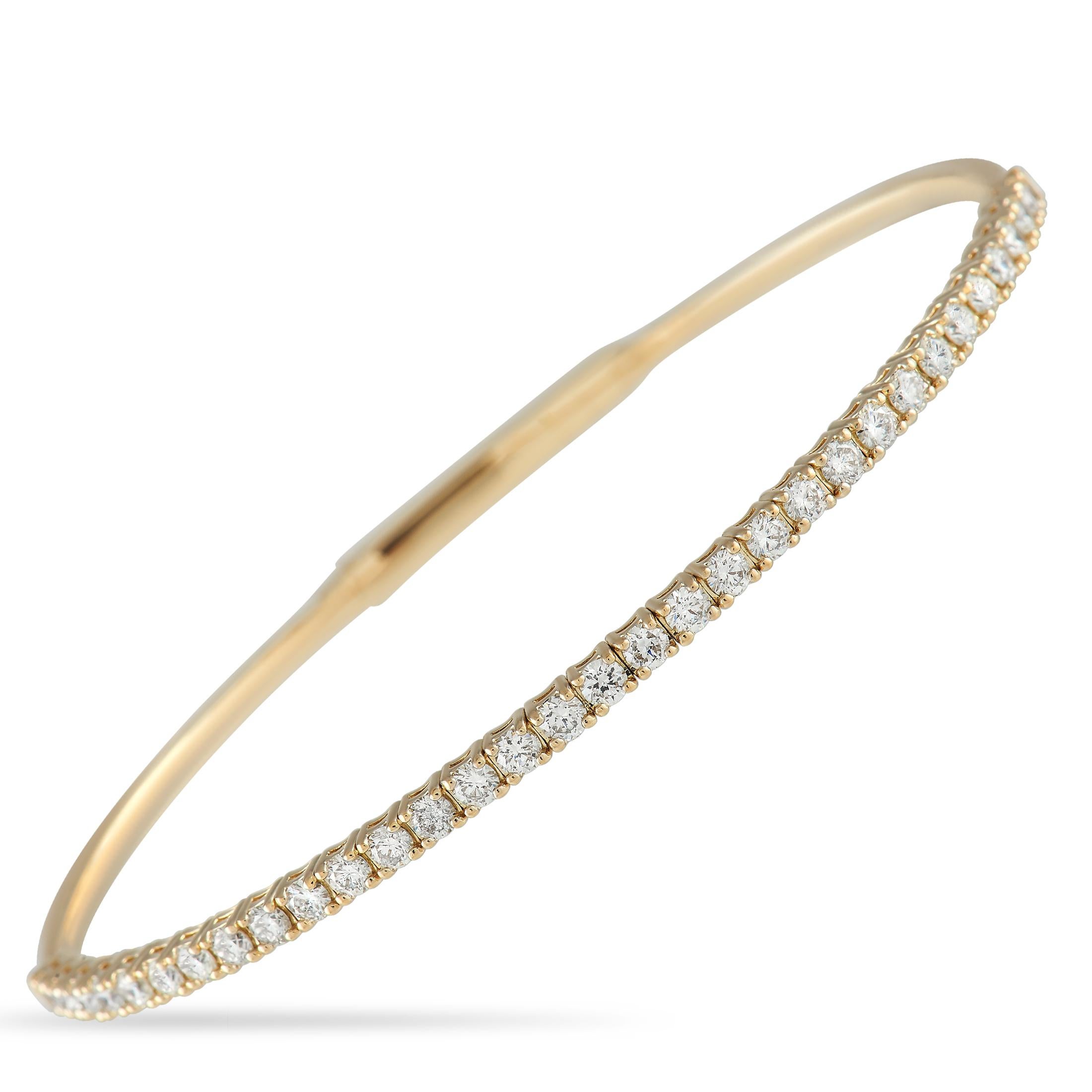 LB Exclusive 14K Yellow Gold 1.50ct Diamond Flexible Half Eternity Bracelet In New Condition In Southampton, PA