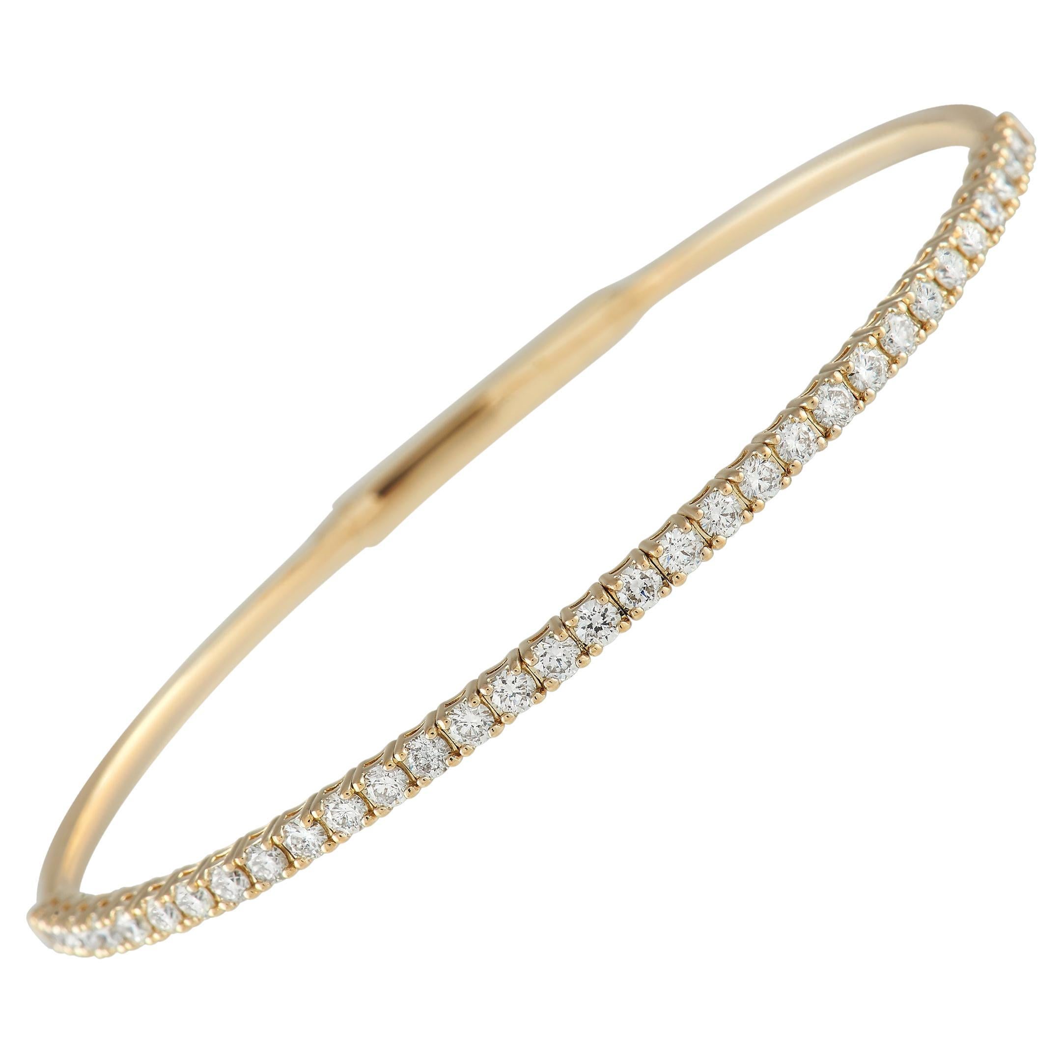 LB Exclusive 14K Yellow Gold 1.50ct Diamond Flexible Half Eternity Bracelet