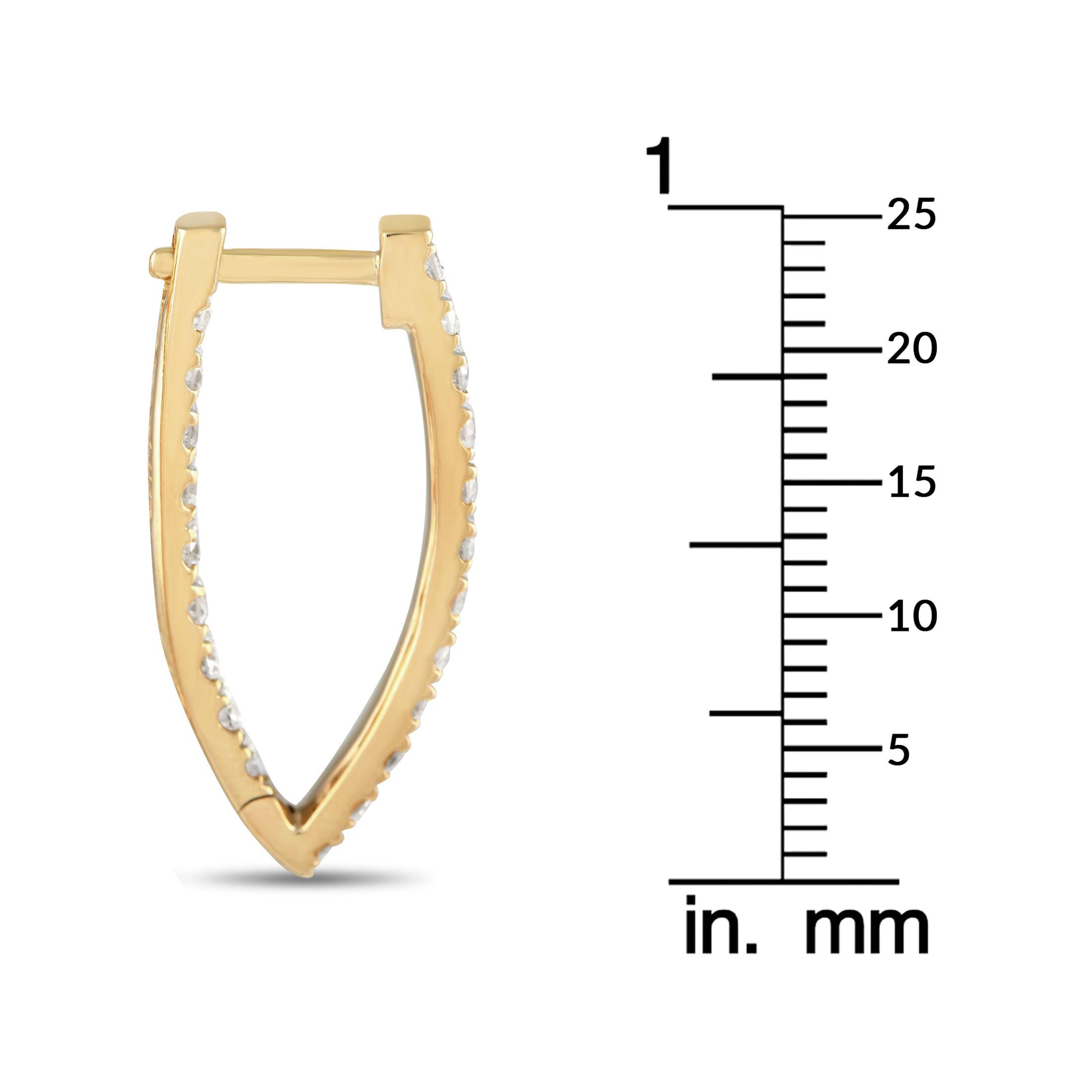 Round Cut LB Exclusive 14K Yellow Gold 1.52ct Diamond Hoop Earrings