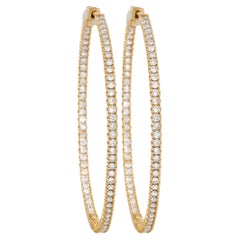 LB Exclusive 14K Yellow Gold 1.55 Ct Diamond Inside Out Hoop Earrings