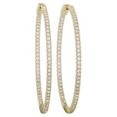 LB Exclusive 14K Yellow Gold 1.71 ct Diamond Hoop Earrings