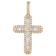 LB Exclusive 14K Yellow Gold 1.75 Ct Diamond Cross Pendant