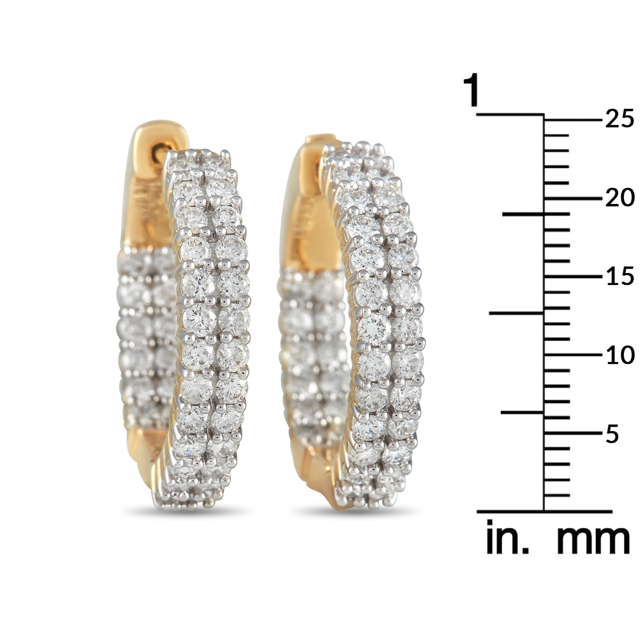 LB Exklusive Creolen aus 14 Karat Gelbgold mit 2,00 Karat Diamanten innen im Zustand „Neu“ in Southampton, PA