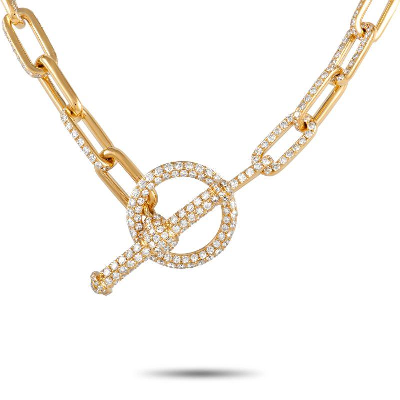 LB Exclusive 14K Yellow Gold 20.37 Ct Diamond Toggle Link Necklace In New Condition In Southampton, PA
