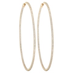 LB Exclusive 14K Yellow Gold 2.89 Ct Diamond Hoop Earrings