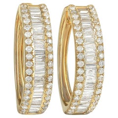 LB Exclusive Orecchini a cerchio in oro giallo 14K con diamanti da 3,00 carati