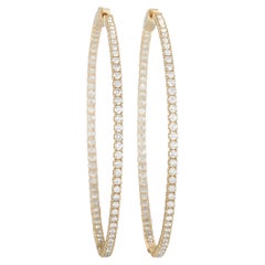 LB Exclusive 14K Yellow Gold 3.09 Ct Diamond Inside Out Hoop Earrings