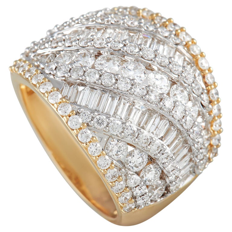 LB Exclusive 14K Yellow Gold 3.10 ct Diamond Ring For Sale at 1stDibs