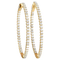 Lb Exclusive 14k Yellow Gold 3.35 Carat Diamond Inside-Out Hoop Earrings