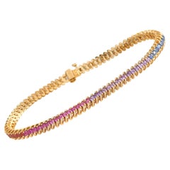 LB Exclusive 14K Yellow Gold 5.00 ct Multi-Colored Sapphire Bracelet