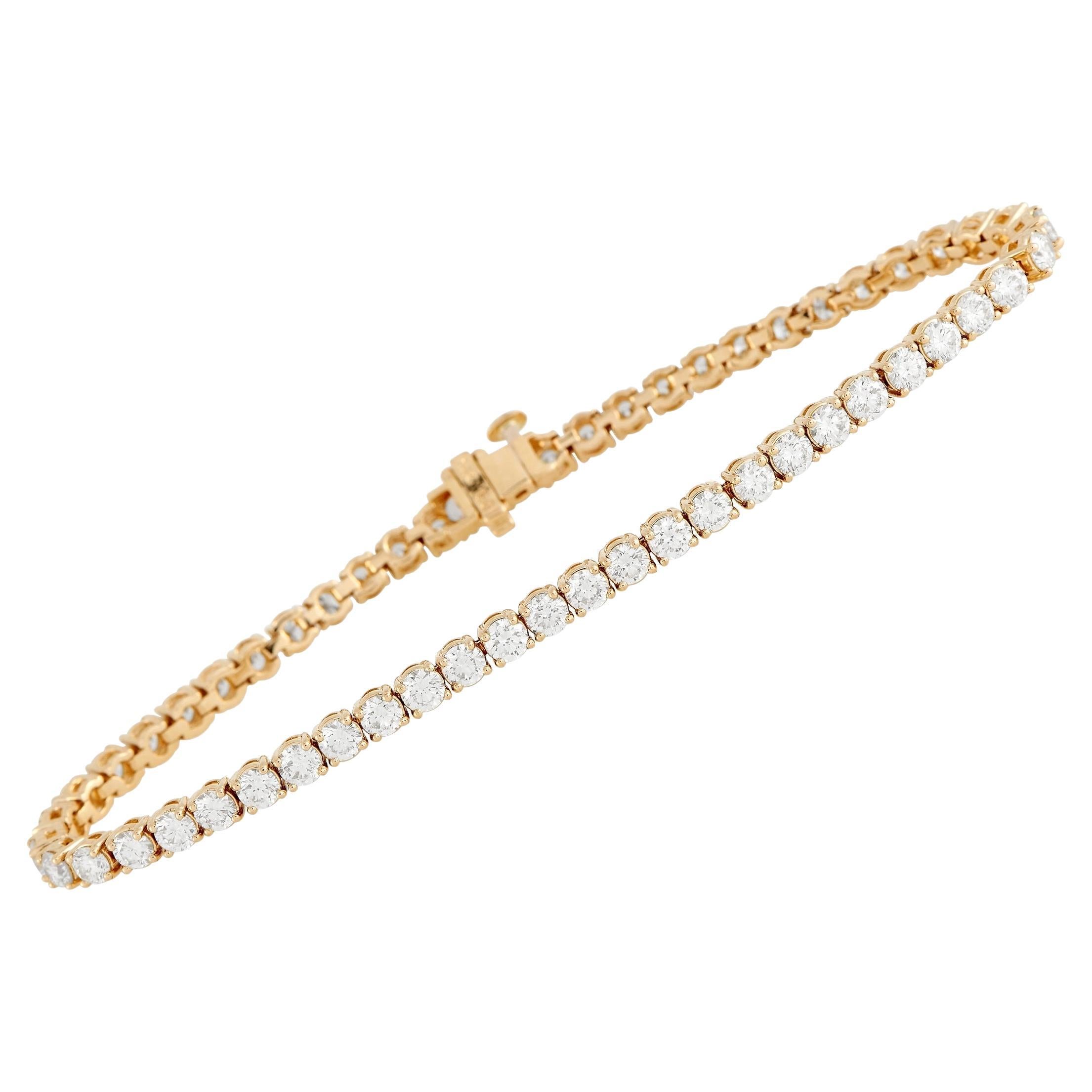 LB Exclusive Yellow and White Gold Diamond Tennis Bracelet at 1stDibs