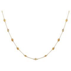 LB Exclusive 14K Yellow Gold 8.48ct Sapphire Station Necklace