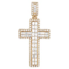 Exklusive 14K Gelbgold 9,43 Karat Diamant-Kreuz-Anhänger