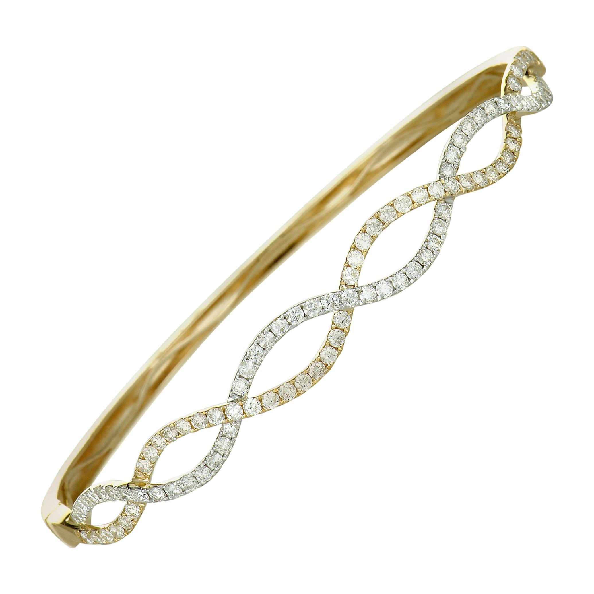 LB Exclusive 14K Yellow Gold Diamond Bangle Bracelet