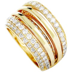 LB Exclusive 14 Karat Yellow Gold Diamond Pave Multi-Band Ring
