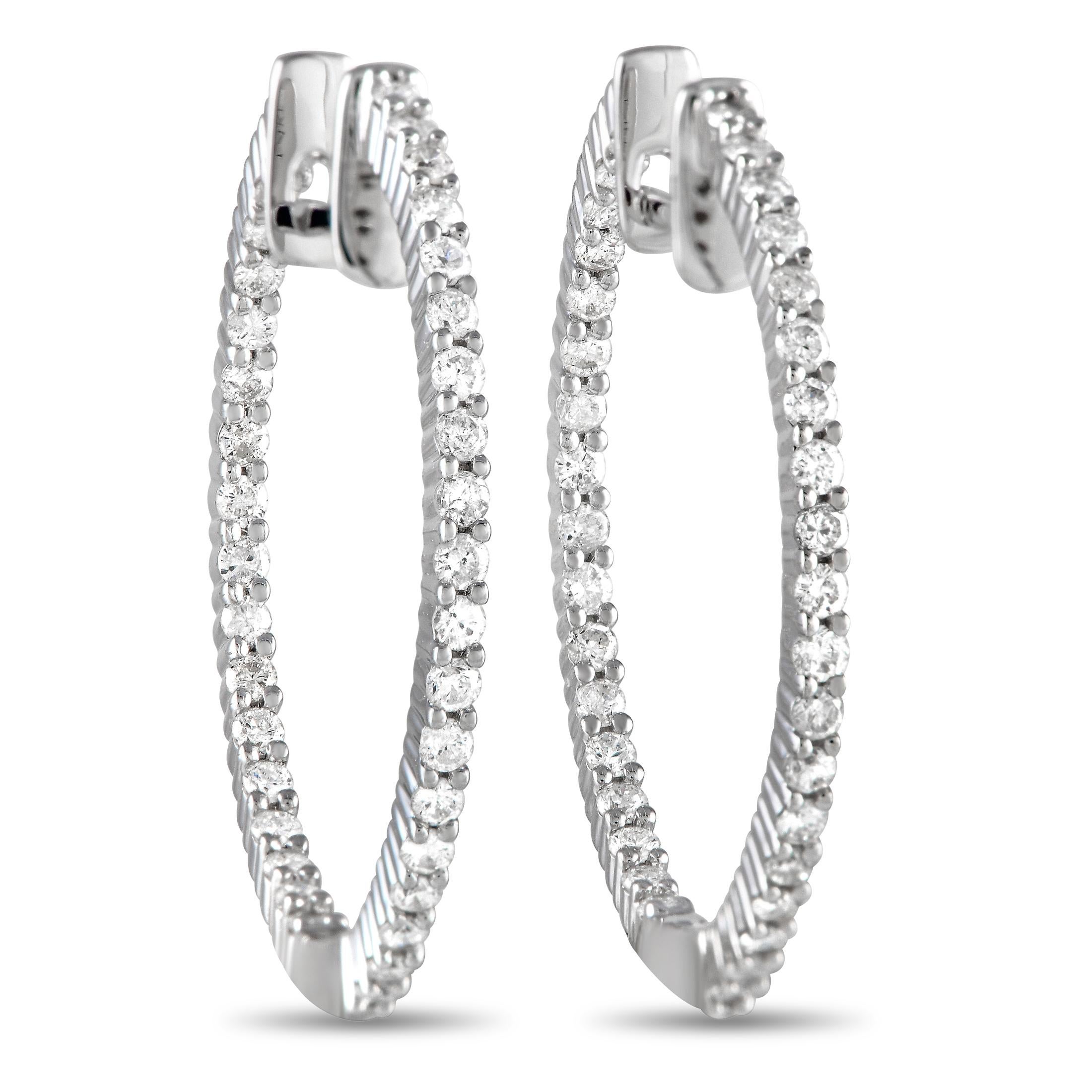 LB Exclusive Boucles d'oreilles en or blanc 14K avec 1,0ct de diamant à l'intérieur et à l'extérieur Neuf - En vente à Southampton, PA