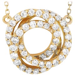 LB Exclusive 18 Karat Gold 0.50 Carat Diamond Pave Interlocking Circles Pendant 