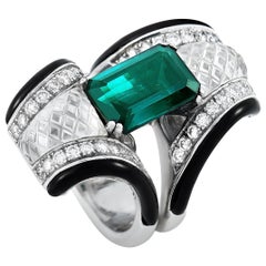 LB Exclusive 18 Karat Gold 0.95 Carat Diamond, Onyx, Crystal and Tourmaline Ring LB Exclusive 18 Karat Gold 0.95 Carat Diamond, Onyx, Crystal and Tourmaline Ring