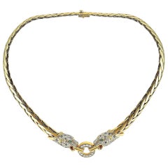 LB Exclusive 18 Karat Gold 3.00 Carat Diamond 
Sapphire French Panther Necklace