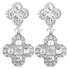 LB Exclusive 18 Karat Gold 3.85 Carat VS1 D-H Color Pave Diamond Dangle Earrings