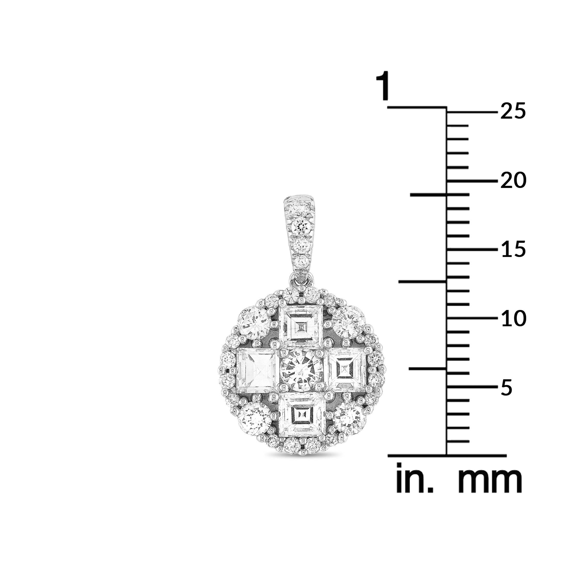 Asscher Cut LB Exclusive 18 Karat Gold and 1.21 Carat Round and Asscher Diamond Pendant