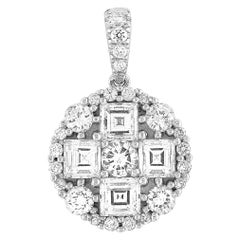 LB Exclusive 18 Karat Gold and 1.21 Carat Round and Asscher Diamond Pendant