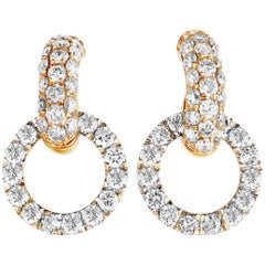 LB Exclusive 18 Karat Gold Diamond Pave Small Link Dangle Push Back Earrings
