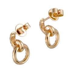 LB Exclusive 18 Karat Gold Diamond Pave Small Link Dangle Push Back Earrings