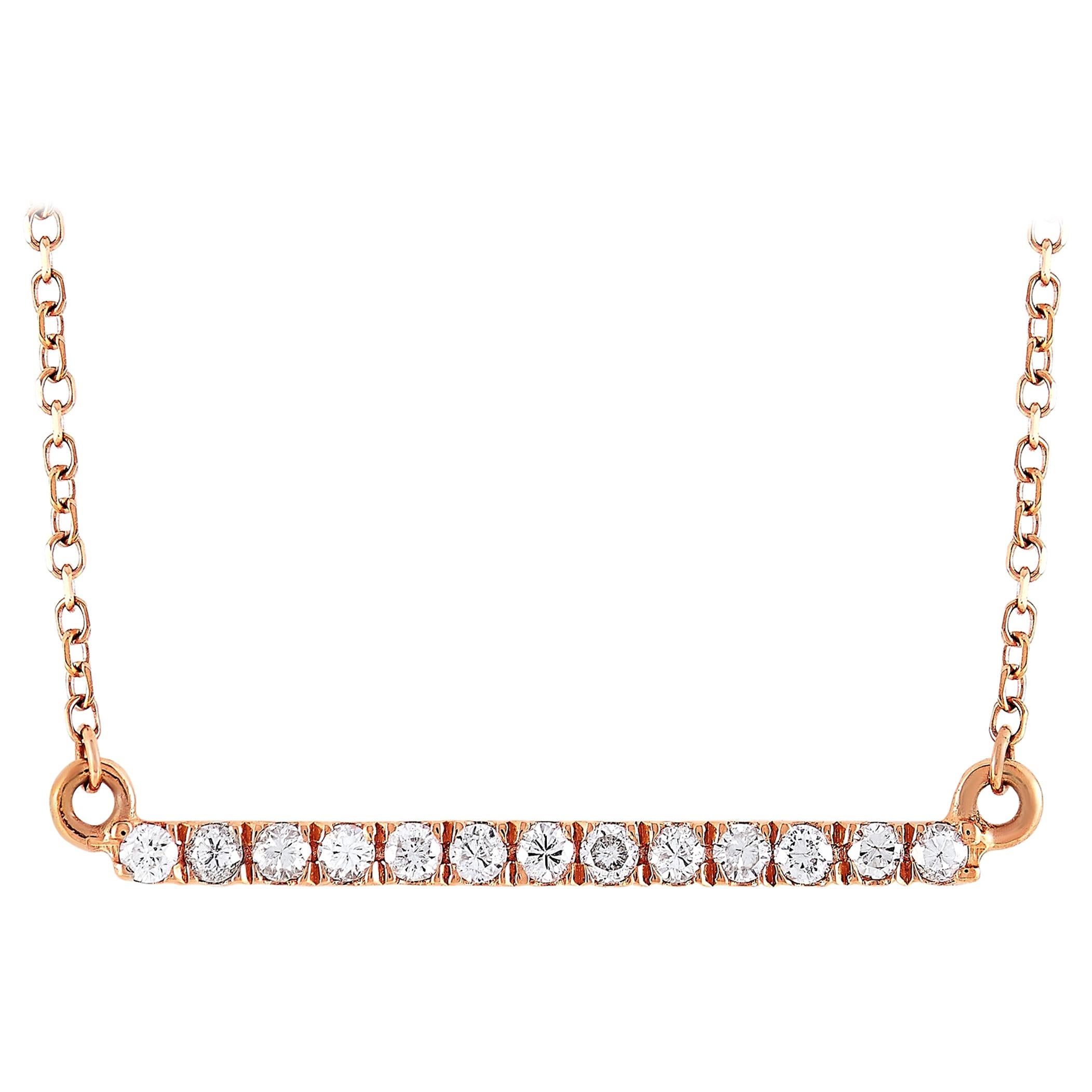 LB Exclusive 18 Karat Rose Gold 0.13 Carat Diamond Pendant Necklace