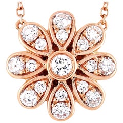 LB Exclusive 18 Karat Rose Gold 0.35 Carat Diamond Pave Flower Pendant Necklace