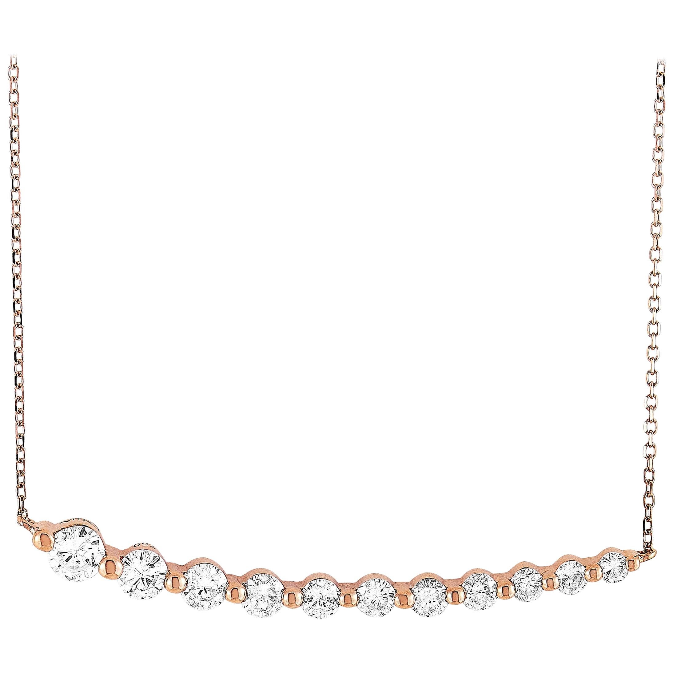 LB Exclusive 18 Karat Rose Gold 1.00 Carat Diamond Pendant Necklace