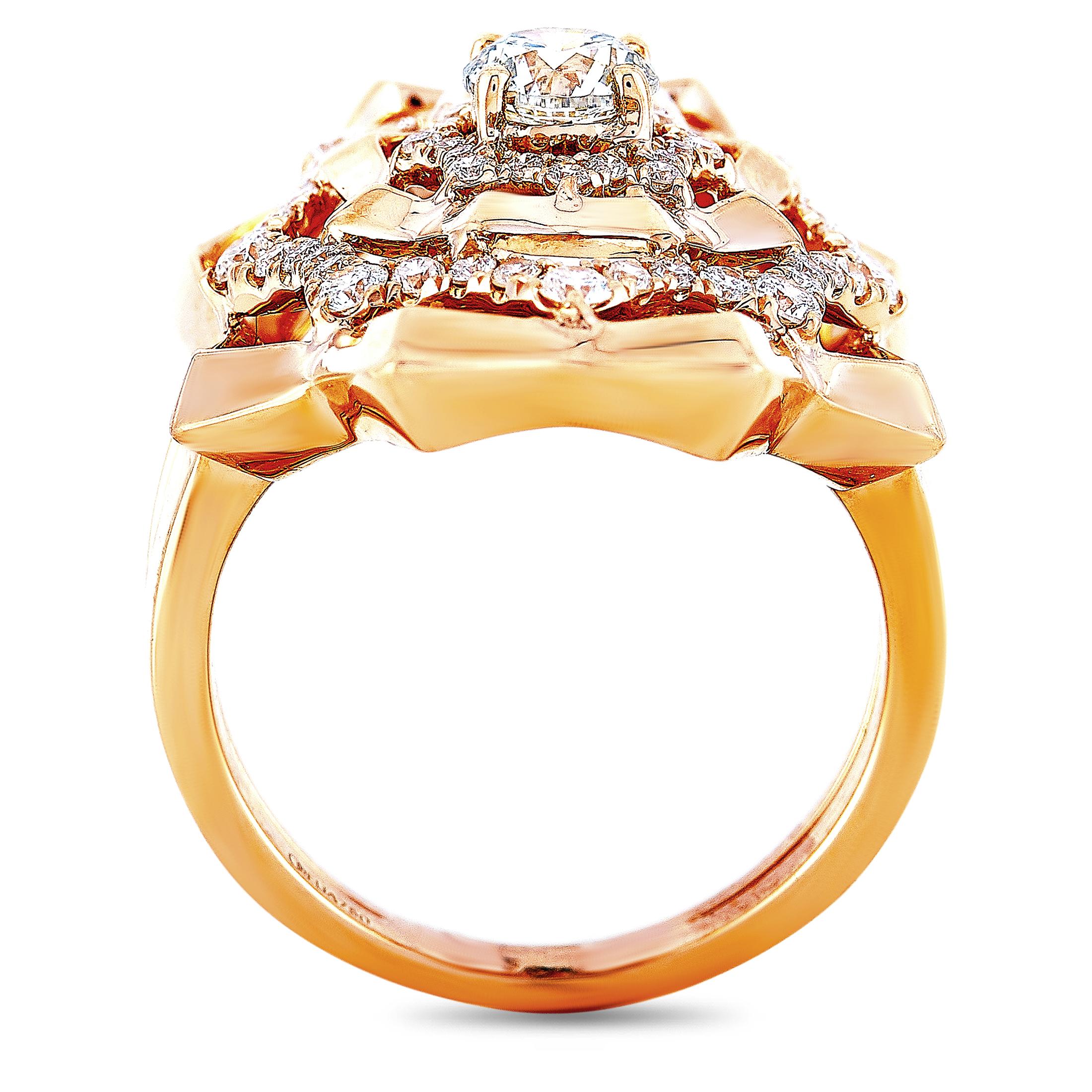 This LB Exclusive ring is made out of 18K rose gold and diamonds that total 1.15 carats. The ring weighs 9.1 grams and boasts band thickness of 3 mm and top height of 7 mm, while top dimensions measure 19 by 26 mm.

Offered in brand new condition,
