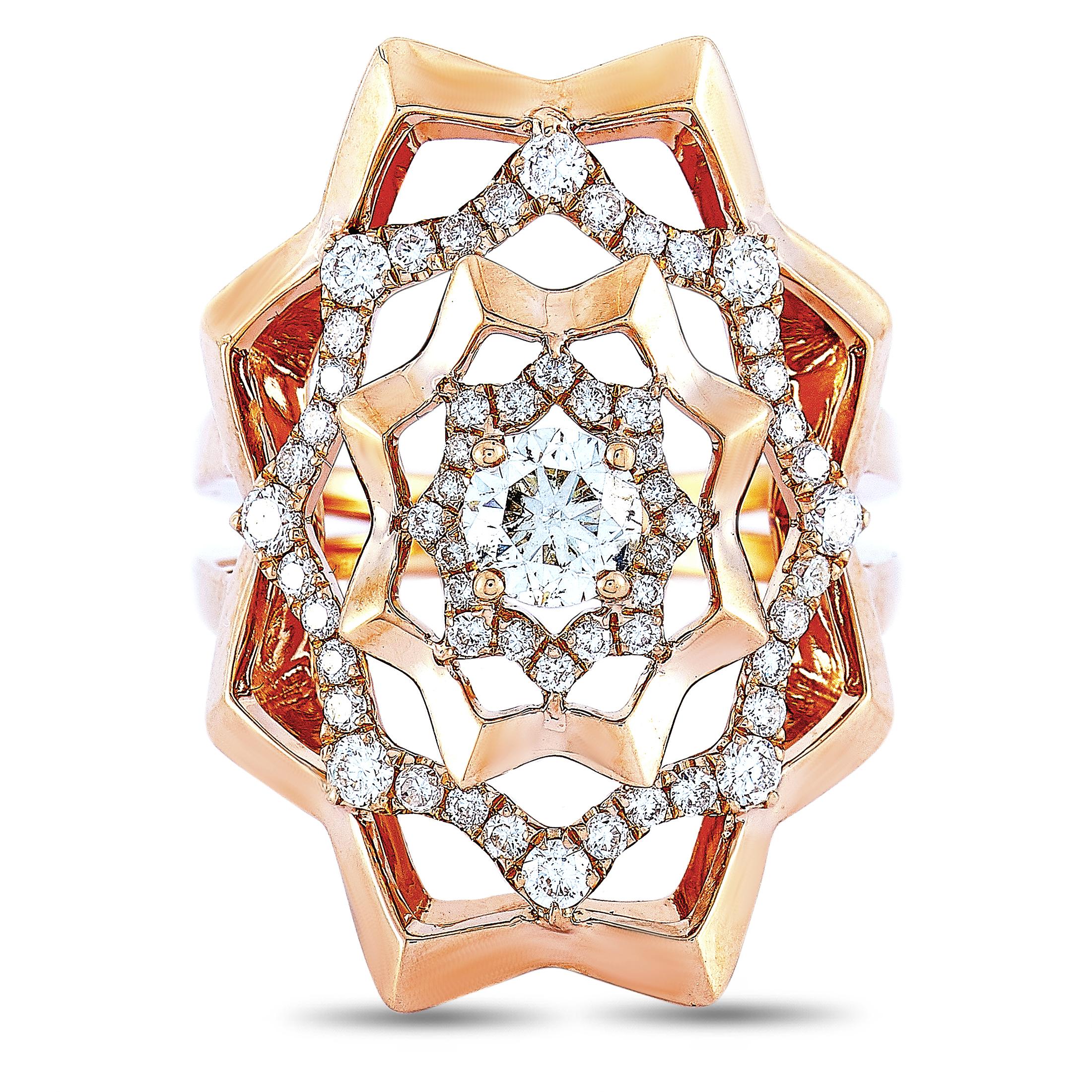 Women's LB Exclusive 18 Karat Rose Gold 1.15 Carat Diamond Ring For Sale