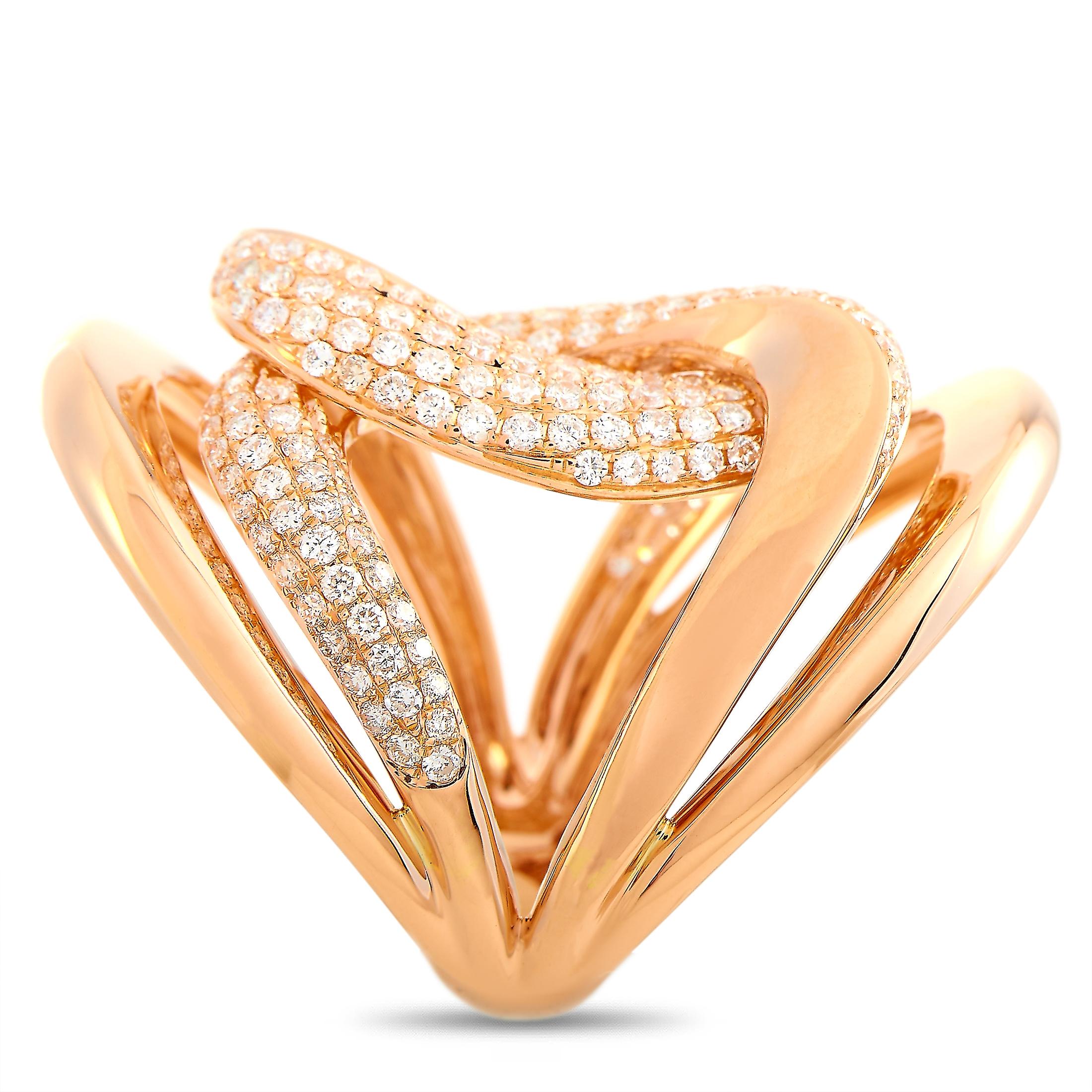 Round Cut LB Exclusive 18 Karat Rose Gold 1.50 Carat Diamond Ring