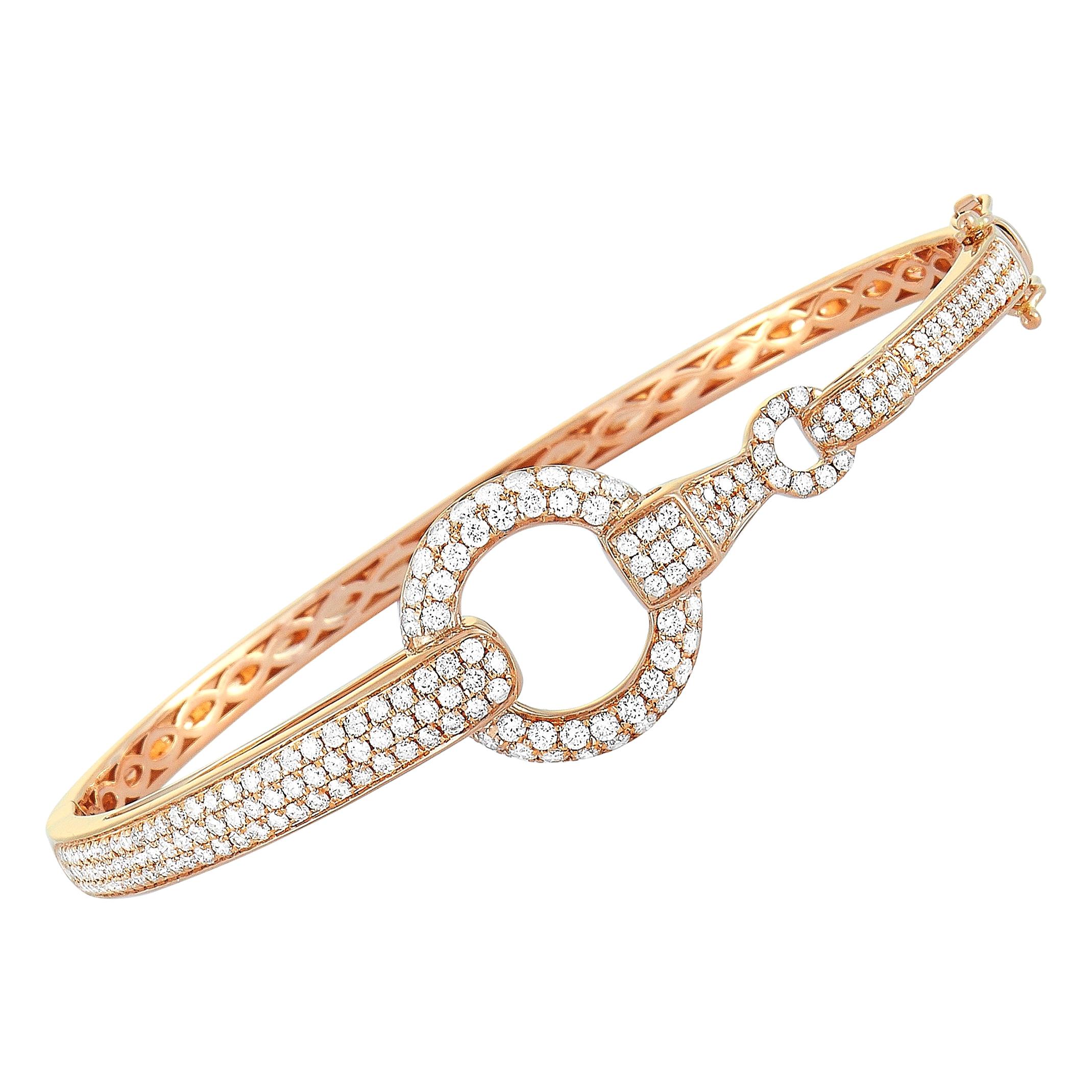 LB Exclusive 18 Karat Rose Gold, 1.70 Carat Diamond Bangle Bracelet