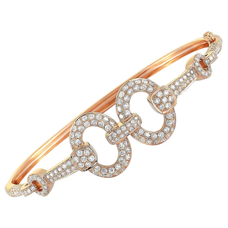 LB Exclusive 18 Karat Rose Gold 1.85 Carat Diamond Bangle Bracelet For ...