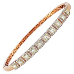 LB Exclusive 18 Karat Rose Gold 2.15 Carat White and Yellow Diamond Bracelet