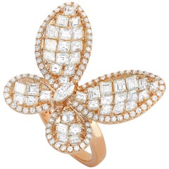 LB Exclusive 18 Karat Rose Gold 5.20 Carat Diamond Butterfly Ring
