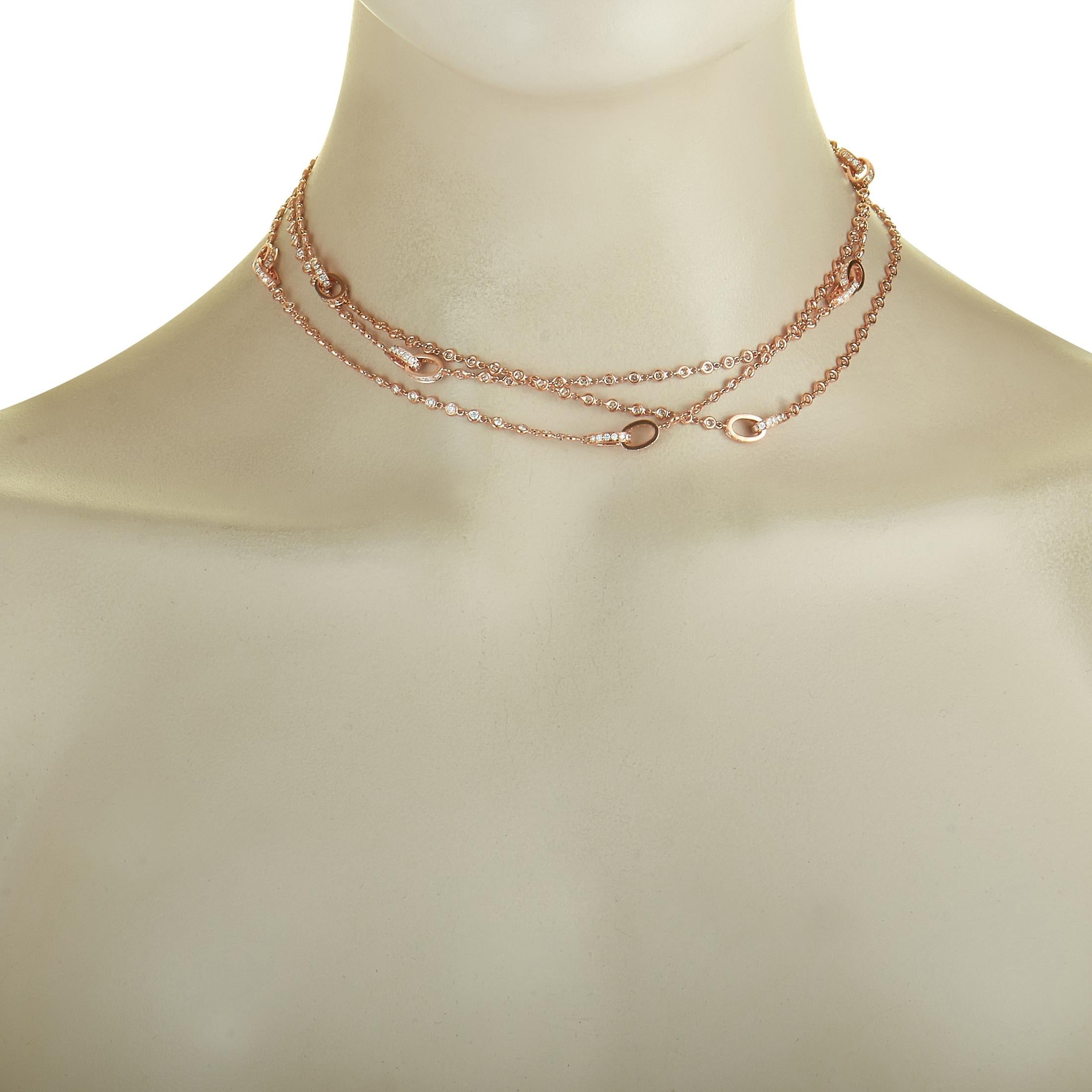Women's LB Exclusive 18 Karat Rose Gold, 8 Carat Diamond Necklace